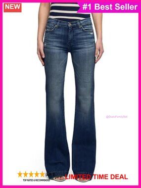 Mid Rise Flare Jeans Long Inseam 36 Inch Trouser Hem